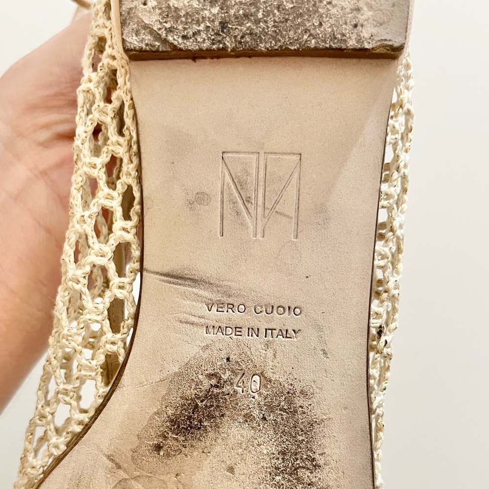 Tamara Mellon Next Step Woven Ankle Wrap Ballet Flats in Natural, EU 40 (US 10) - Picture 10 of 15
